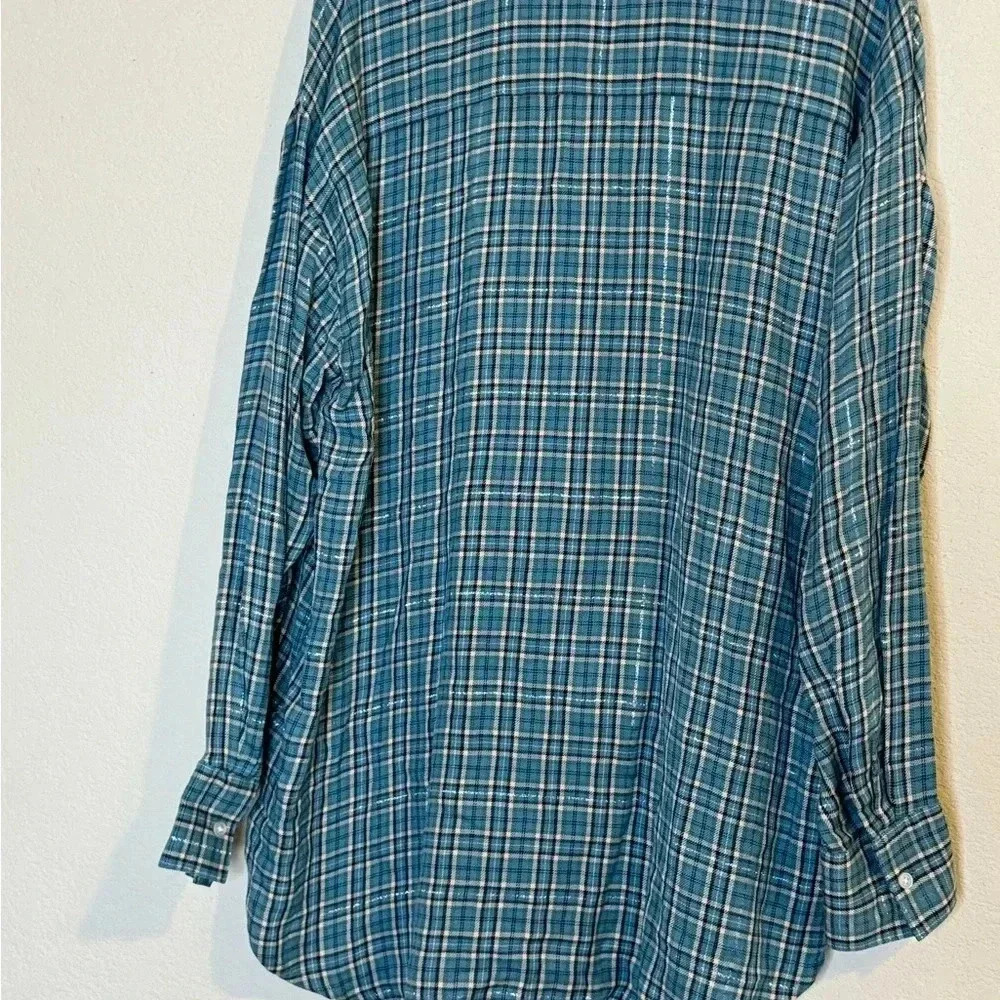 Loft  Plaid Metallic Thread Top NWT - Picture 6 of 8